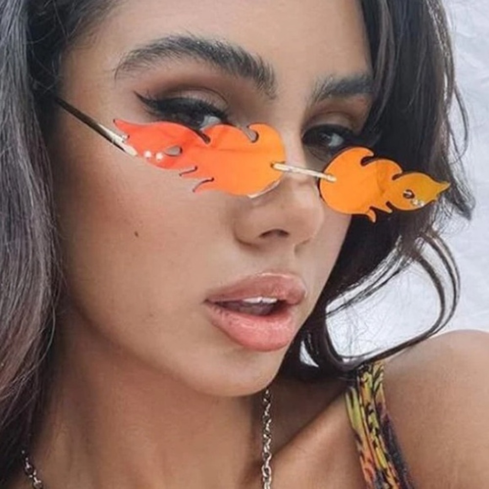 Flame Retro Red Sunglasses Tinted Shades Minimalist Festival Accessories